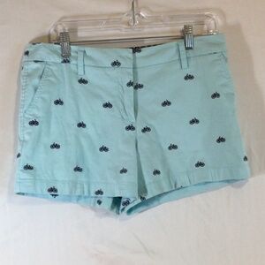 Cambridge Women’s Blue Shorts Size 6 Embroidered Bicycles Casual Preppy Novelty